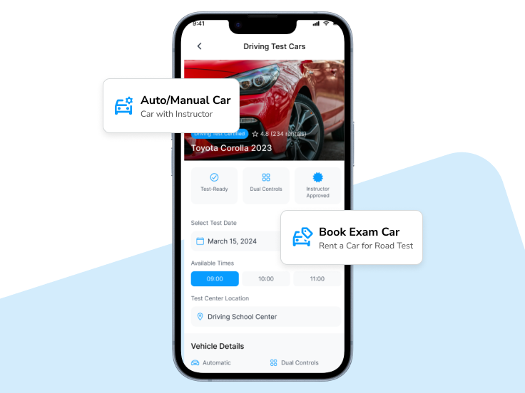 Car rental mobile app interface