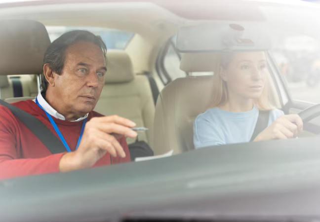 Teen learning to drive